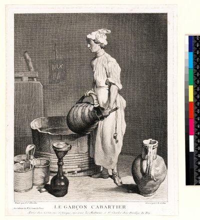 Le Garçon Cabaretier (Kjellergutten) gravert av Charles Nicolas Cochin I (1688-1754) 1750 (etsing og gravering) av Jean Baptiste Simeon (after) Chardin