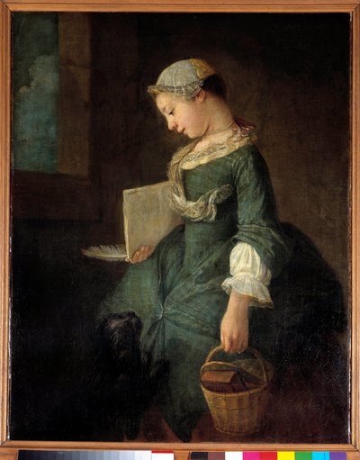 En ung skolejente Maleri av Jean Baptiste Simeon Chardin (1699-1779) St. Petersburg fra 1700-tallet. Eremitasjemuseet av Jean Baptiste Simeon Chardin