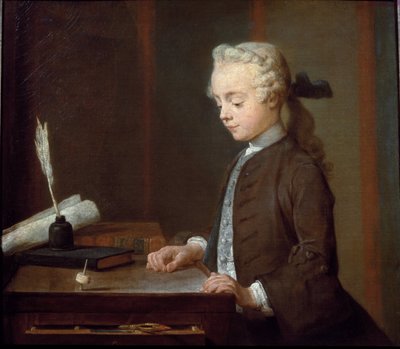 Boy with a Spinning-Top (eller Child with a Teetotum) - olje på lerret av Jean Baptiste Simeon Chardin