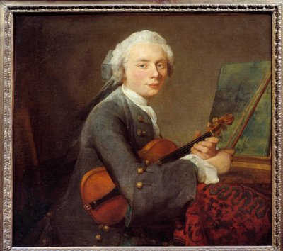 Den unge mannen med fiolin eller portrett av Charles Theodose Godefroy (1718-1796) Maleri av Jean Baptiste Simeon Chardin (1699-1779) Søn. 0,67x 0,74 m - Ung mann med fiolin eller portrett av Charles Theodose Godefroy (1718-1796). Maleri av Jean-Baptiste S av Jean Baptiste Simeon Chardin