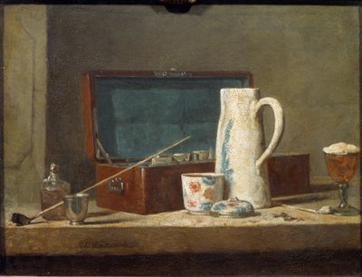 Rør og drikkekar (også kalt La Tabagie) - olje på lerret av Jean Baptiste Simeon Chardin