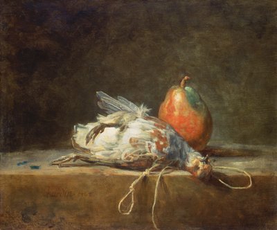 Stilleben med rapphøne og pære, 1748 av Jean Baptiste Simeon Chardin