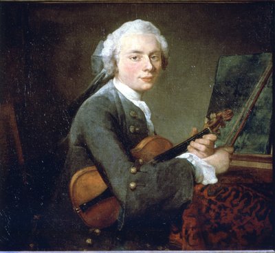 Den unge mannen i fiolinen, ca 1738. Portrett av Charles Theodose Godefroy. Olje på lerret av Jean Baptiste Simeon Chardin (1699 - 1789). Paris, Musée du Louvre. av Jean Baptiste Simeon Chardin