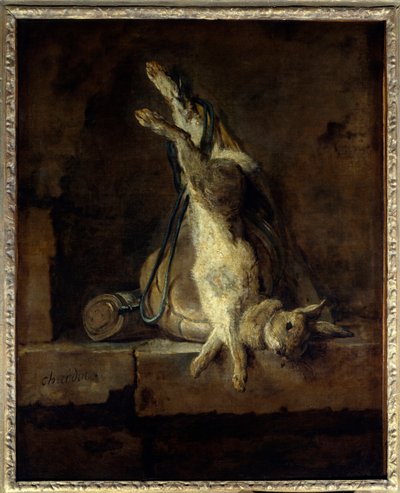 Den døde kaninen og jaktutstyr Maleri av Jean Baptiste Simeon Chardin (1699-1779) 1700-tallet Søn. 0,81x0,65 m Paris, Musée du Louvre. av Jean Baptiste Simeon Chardin