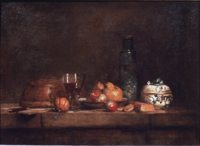 Krukken med oliven - Olje på lerret av Jean Baptiste Simeon Chardin