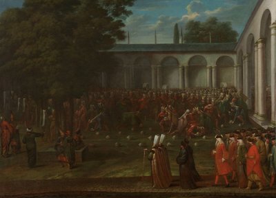 Cornelis Calkoen på vei til sitt publikum med sultan Ahmed III Cornelis Calkoen på vei til publikum med Sultan Ahmed III av Jean Baptiste Vanmour