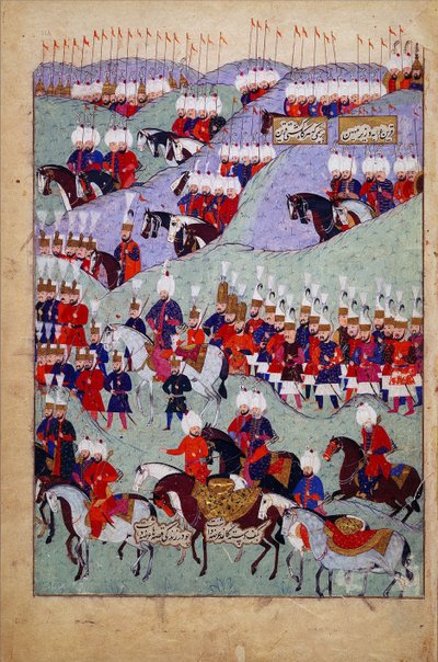 Begravelse til Sultan Suleyman den storslåtte, Sultan Suleymans historie, Istanbul, Tyrkia, 1579 (blekk og farge på papir) av Jean Baptiste Vanmour