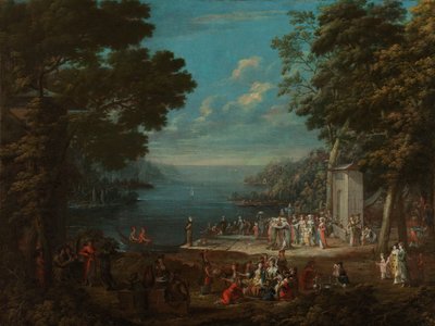 Dameutflukt på Hünkar İskelesi langs Bosporus Damesfeest i Sultans Pier aan de Bosporus av Jean Baptiste Vanmour