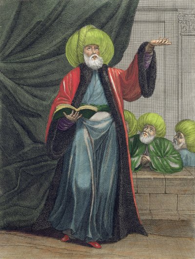 Muftien, eller Master of the Law, plate 20 fra samling av hundre trykk som representerer ulike nasjoner i Levanten tegnet på malerier malt fra naturen..., gravert av Scotin, Gerard Jean Bapt av Jean Baptiste Vanmour