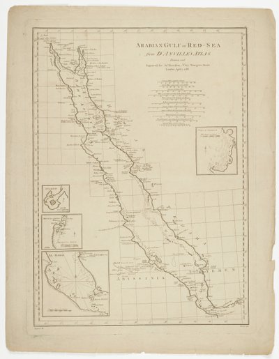 Arabiabukta eller Rødehavet, gravert av Thomas Bowen, 1788 av Jean-Baptiste after dAnville