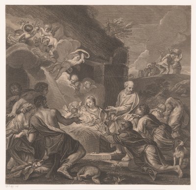 Aanbudsdør av gjetere Cabinet Crozat (serietittel) Samling av trykk fra de vakreste maleriene og fra de vakreste designene som finnes i Frankrike (serietittel) av Jean Baptiste de Poilly