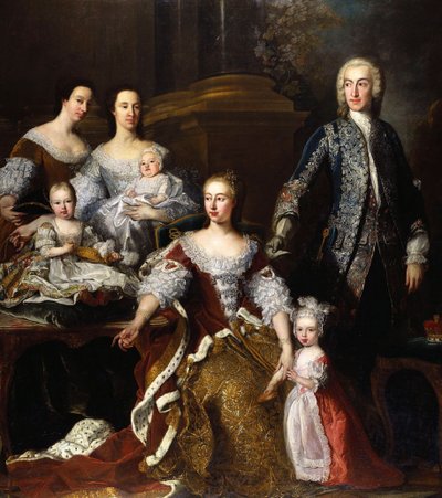 Augusta av Saxe-Gotha, prinsesse av Wales, med medlemmer av hennes familie og husholdning, 1739 av Jean Baptiste van Loo