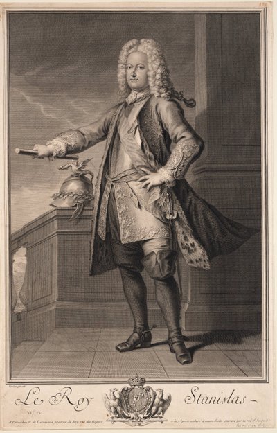 Stanislas Leszczynski (Leczinski), kalt Beneficenten - Stanislaw I Leszczynski (1677-1766), konge av Polen - Van Loo, Jean Baptiste (1684-1745) - 1705 - Kobberstikk - 53,5x33 - Privat samling av Jean Baptiste van Loo