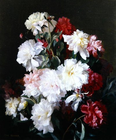 Still Life of Flowers (olje på lerret) av Jean Benner
