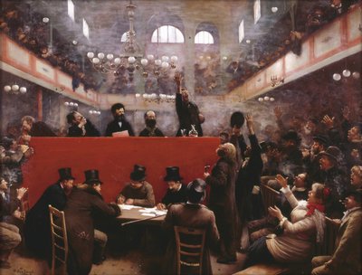 Ved Graffard Møtehall Møte i Graffard Hall, 1884 av Jean Beraud