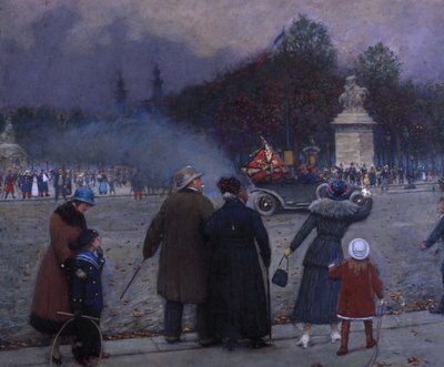 Tysk flagg båret til Invalides, ca. 1914. av Jean Beraud
