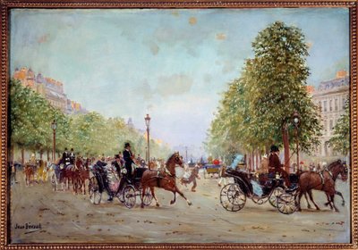 La promenade aux Champs-Elysees Maleri av Jean Beraud (1849-1935) 1800-tallet. Dim 0,38 x 0,55 m Paris, Musee Carnavalet av Jean Beraud