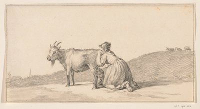 Kvinne melker en geit av Jean Bernard