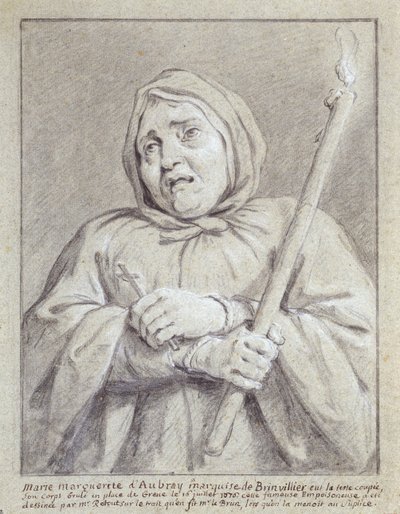 Marquise de Brinvilliers på vei til sin død (kritt og blyant på papir) av Jean Bernard Restout