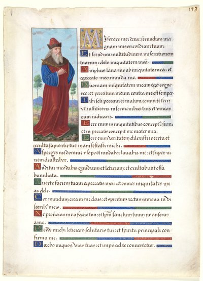 Blad fra en timebok: Kong David, ca. 1500. av Jean Bourdichon