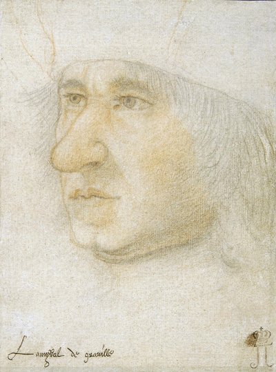 Portrett av Louis Malet de Graville (1438-1516), admiral av Frankrike par Bourdichon, Jean (1457-1521). Svart kritt og sangvin på papir, størrelse: 16,9x12,7, sent på 1400-tallet, State Hermitage, St. Petersburg av Jean Bourdichon