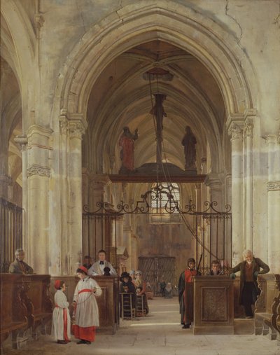 Interiør i kirken St. Prix, Valle de Montmorency, 1828 av Jean Bruno Gassies