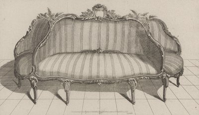 Sofa à Jouë i Pictoresque-stil, utgitt på midten av 1770-tallet (gravering på lagt papir) av Jean Charles (after) Delafosse