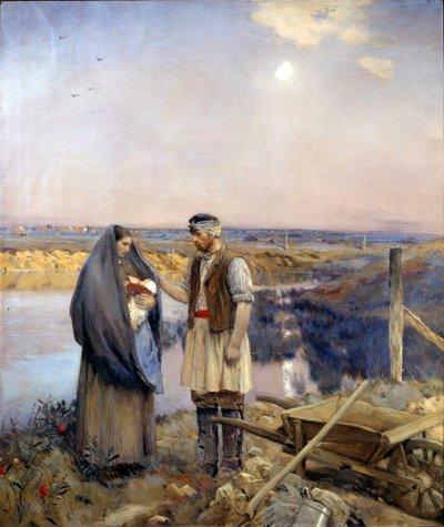 Dagen skapte en bondefamilie. Maleri av Jean Charles Cazin (1841-1901) Søn. 1,99x1,66 m 1888 Paris, musee d