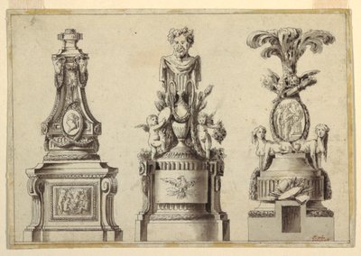 Design for tre sokkel av Jean Charles Delafosse