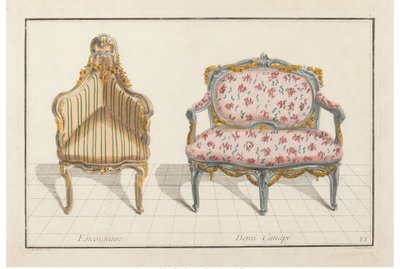 Hjørne, halvsofa. Ny historisk ikonologi eller attributter Hierogliphyques, ca. 1768. av Jean Charles Delafosse