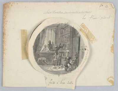 Design for en malt porselenstallerken, frukt i plommebrennevin for Services des Objets de Dessert (Dessertservice) av Jean Charles Develly