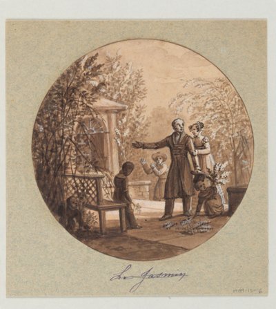 Design for en malt porselenstallerken, Le Jasmin (Jasmine) fra Service de la Culture des Fleurs (Cultivation of Flowers Service) av Jean Charles Develly