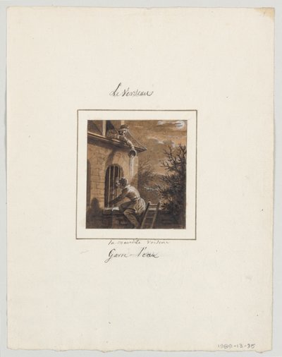 Design for en malt porselenstallerken, Le Verseau (Aquarius) fra tjenesten Le Zodiaque Travesti (The Farcical Zodiac) av Jean Charles Develly