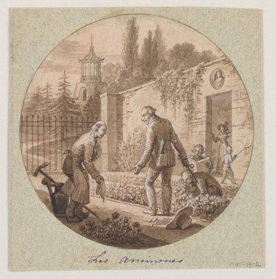 Design for en malt porselensplate, Les Anémones (Anemones) for Service de la Culture des Fleurs (Blomsterdyrkingstjenesten) av Jean Charles Develly
