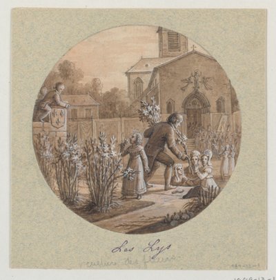 Design for en malt porselenstallerken, Les Lys (Lillies) fra Service de la Culture des Fleurs (Flower Cultivation Service) av Jean Charles Develly