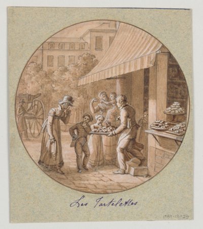 Design for en malt porselenstallerken, Les Tartelettes (Little Tarts) for Service des Objets de Desserts (Dessertservice) av Jean Charles Develly