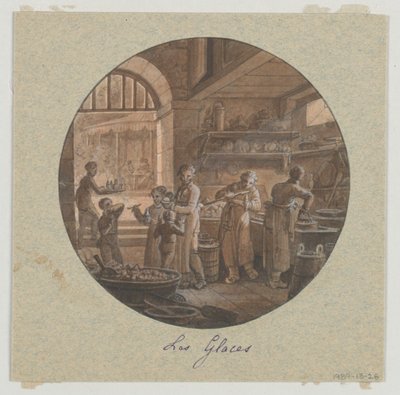 Design for et malt porselensserveringskar, Les Glaces (is) fra Service des Objets de Dessert (Dessertservice) av Jean Charles Develly