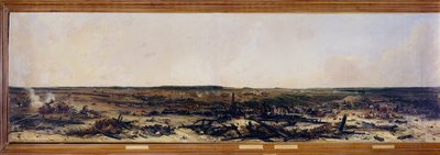 Kampanje for Russland: "" Panorama av slaget ved Moscova 7.09.1812"". Slaget ved Moskova (også slaget ved Borodino) mellom franskmennene av Napoleon I Bonaparte (1769-1821) og den russiske imperiale hæren ledet av Mikhail Golenichchev Kutuzov (Golenishchev av Jean Charles Langlois