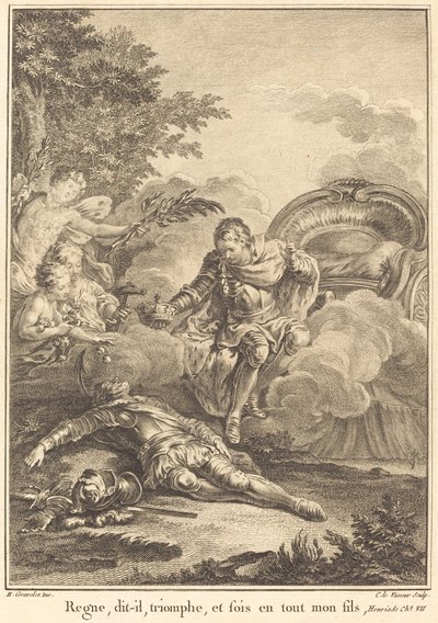 Regjere, sier han, seire og vær min sønn i alle ting av Jean Charles Levasseur after Hubert François Gravelot