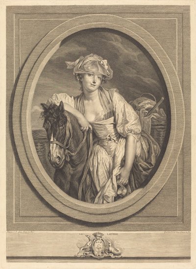 Melkejenta av Jean Charles Levasseur after Jean Baptiste Greuze