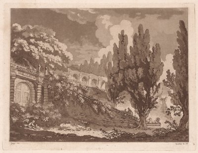 Trapper i en italiensk hage, 1766. av Jean Claude Richard Saint Non