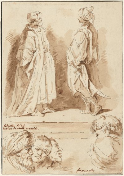 Detaljer fra "The Adoration of the Magi" og "The Pool at Bethesda" av Jean Claude Richard de Saint Non after Jean Honoré Fragonard after Sebastiano Ricci
