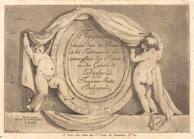 Tittelside: Oval design fra kirken San Michele de Bosco, Bologna av Jean Claude Richard de Saint Non after Jean Honoré Fragonard after Carlo Cignani