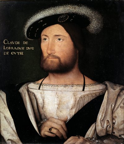 Portrett av Claude de Lorraine, hertugen av Guise, maleri av Jean Clouet, konservert ved Palatine-galleriet i Pitti-palasset, Firenze - Renessansekunst: Portrett av Claude de Lorraine, hertug av Guise (1496-1550). Maleri av Jean Clouet (1475-1541), Oil on  av Jean Clouet