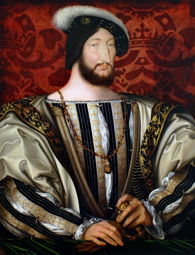 Portrett av Frans I 1494-1547, konge av Frankrike, hertug av Bretagne, greve av Provence, ca 1530 av Jean Clouet