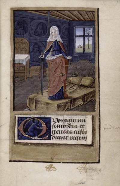 Allegory of Justice fra John of Wales Breviloquium om dydene til eldgamle fyrster og filosofer, 1475-1499 av Jean Colombe