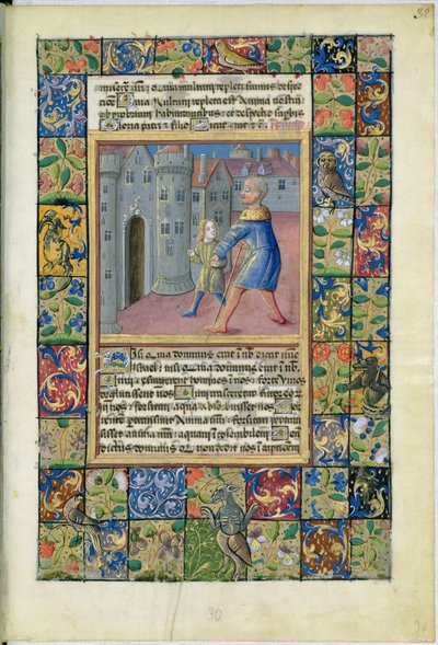 Ms Lat. Q.v.I.126 The Healing of the Blind Man, John 9:1-7 from the Hours of Louis dOrleans, 1469 av Jean Colombe