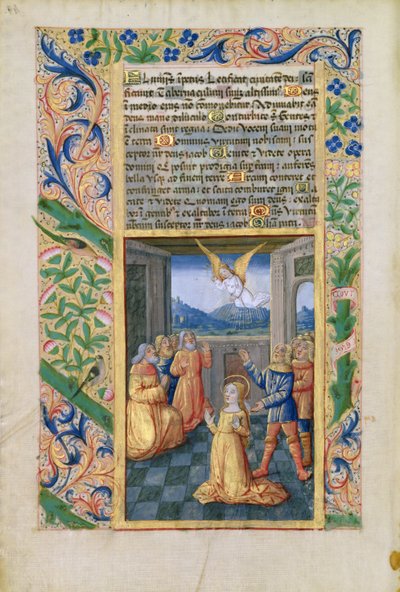 Ms Lat. Q.v.I.126 f.45v Judith ber, fra Time Book of Hours of Louis dOrleans, 1490 av Jean Colombe