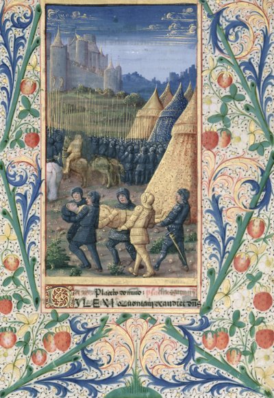 Fru Lat. QvI126 f.64 Absaloms død, fra «Louis d#39;Orleans#39; tidebok» av Jean Colombe