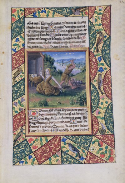 Ms Lat. Q.v.I.126 fol.15 Adam og Eva arbeider, fra Book of Hours of Louis dOrleans, 1490 av Jean Colombe
